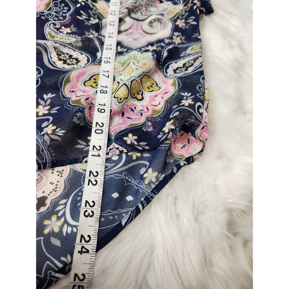 Daniel Rainn Womens Kimono Blue Floral Open Front Long Sleeve Waterfall S - Picture 4 of 6